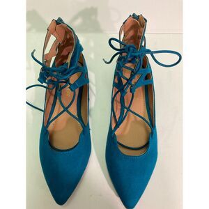 NIB Liliana Turquoise Tie Up Flat Sz 7